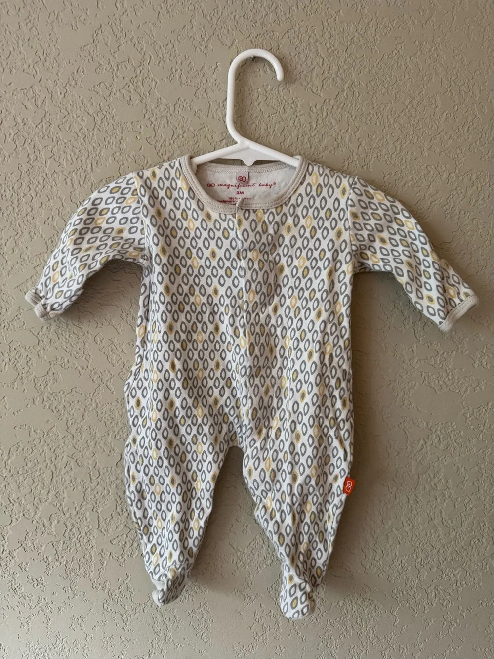 Magnificent Baby Yellow and Gray Magnetic Footsie | 3M
